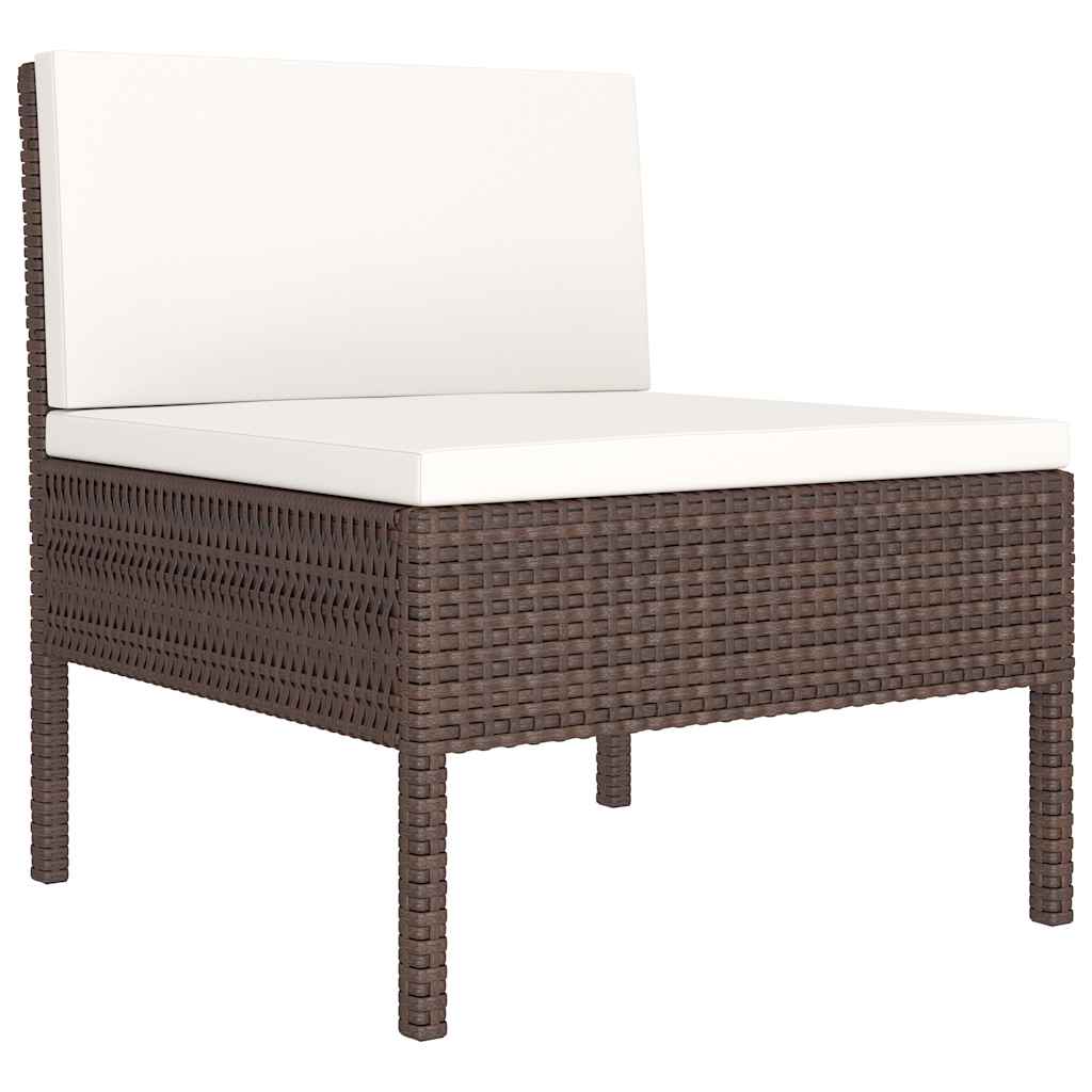 Set Divani da Giardino 10 pz con Cuscini in Polyrattan Marrone | homemem39