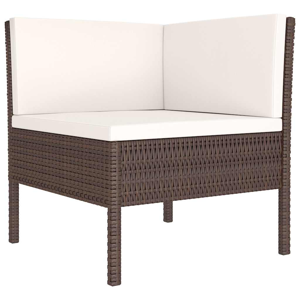 Set Divani da Giardino 10 pz con Cuscini in Polyrattan Marrone | homemem39