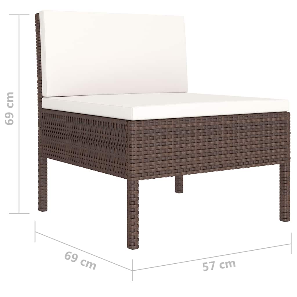 Set Divani da Giardino 10 pz con Cuscini in Polyrattan Marrone | homemem39