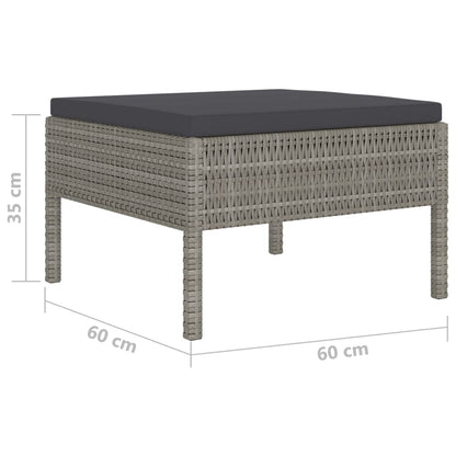 Set Divani da Giardino 10 pz con Cuscini in Polyrattan Grigio - homemem39