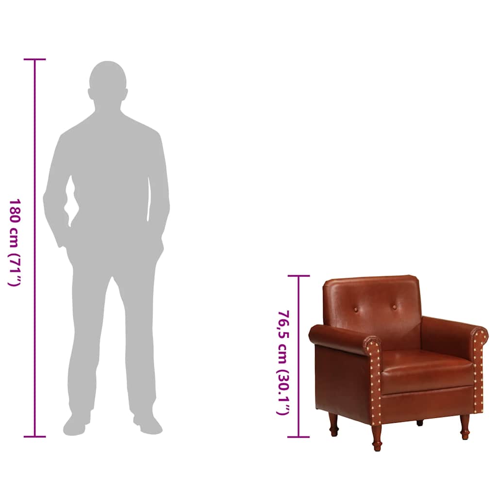 Poltrona a Pozzetto Marrone in Vera Pelle - homemem39