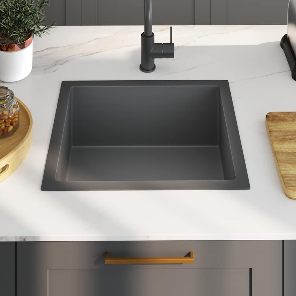 Lavello da Cucina Artigianale Nero in Acciaio Inox | homemem39