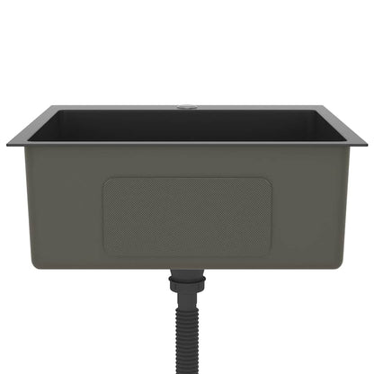 Lavello da Cucina Lavorato a Mano Nero Acciaio Inox - homemem39