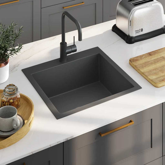 Lavello da Cucina Lavorato a Mano Nero Acciaio Inox - homemem39