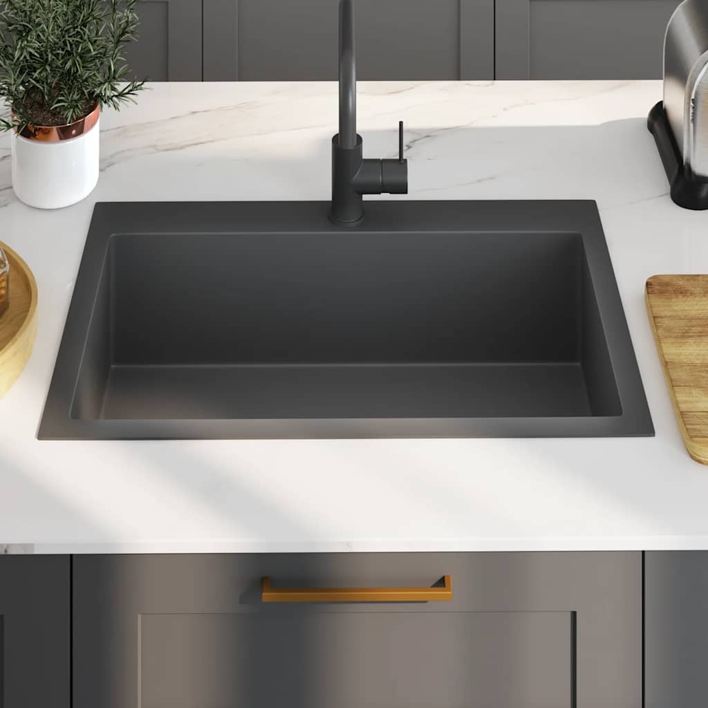 Lavello da Cucina Lavorato a Mano Nero Acciaio Inox - homemem39