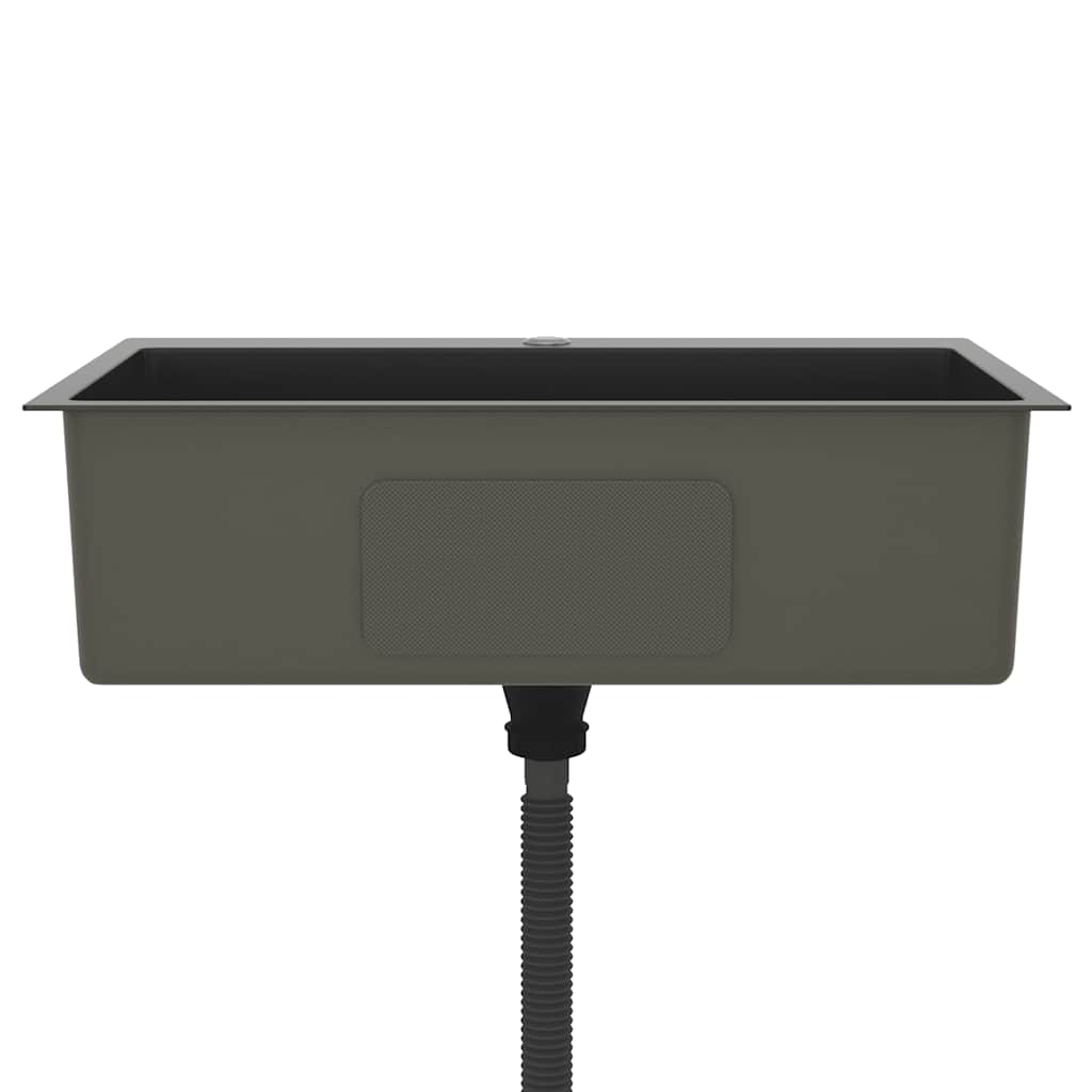 Lavello da Cucina Lavorato a Mano Nero Acciaio Inox - homemem39