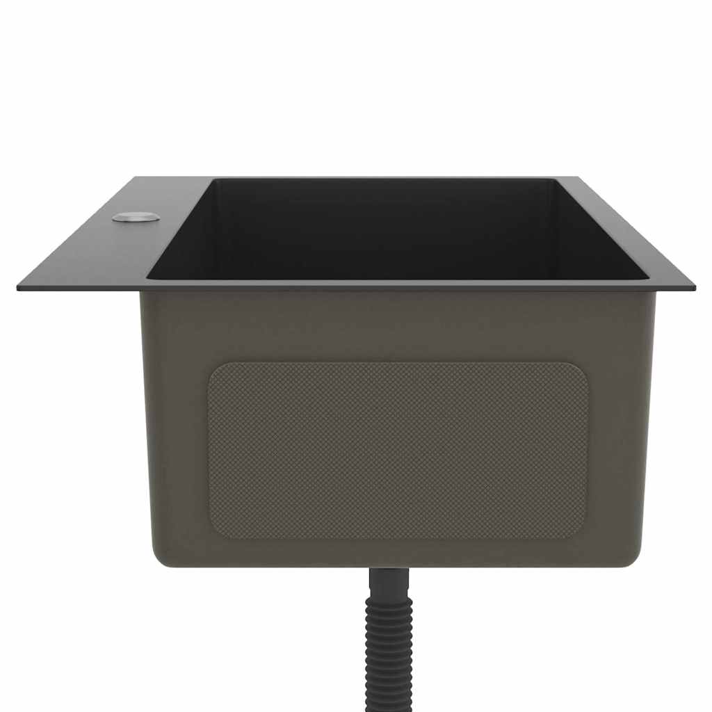 Lavello da Cucina Lavorato a Mano Nero Acciaio Inox - homemem39