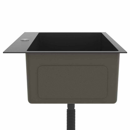 Lavello da Cucina Lavorato a Mano Nero Acciaio Inox - homemem39