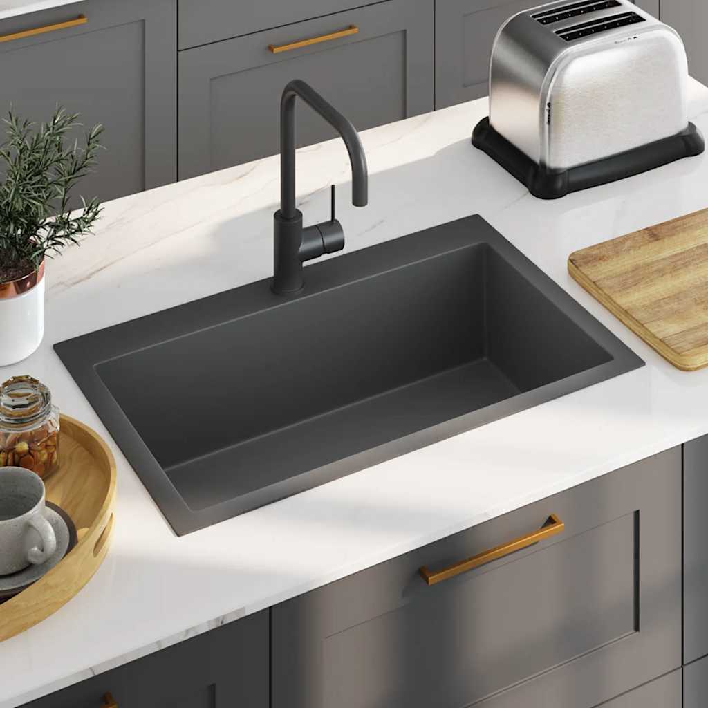 Lavello da Cucina Lavorato a Mano Nero Acciaio Inox | homemem39