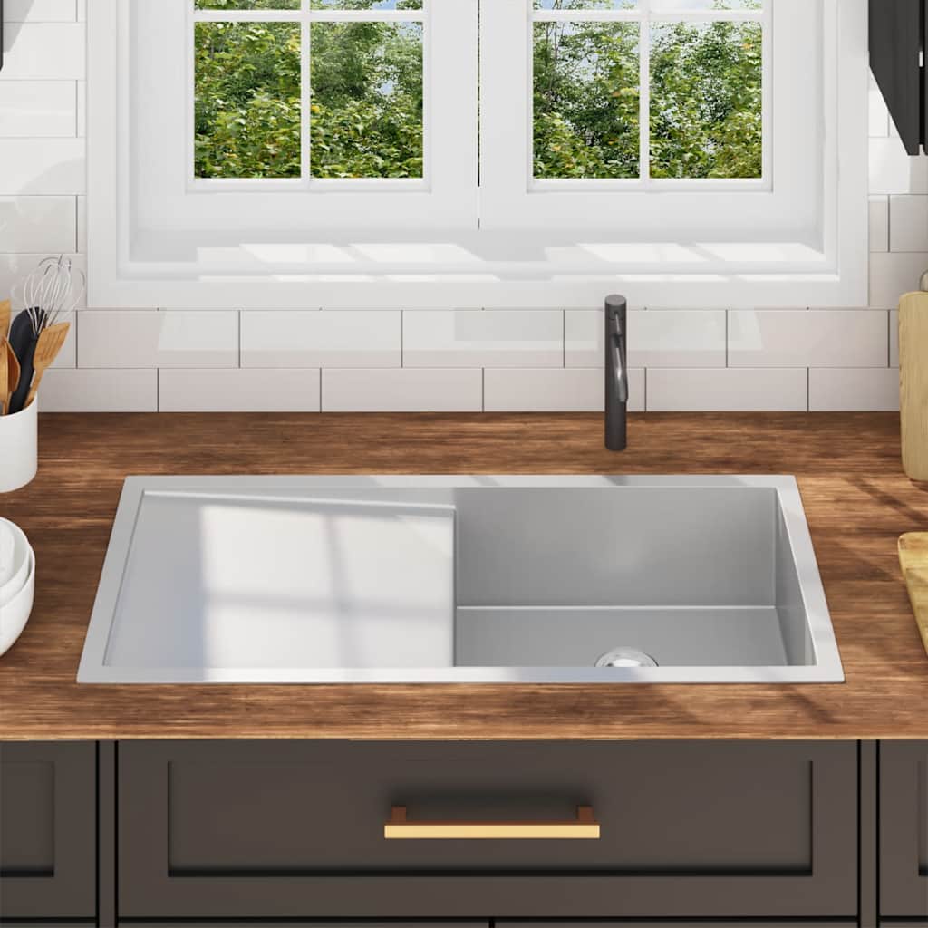 Lavello da Cucina Lavorato a Mano in Acciaio Inox - homemem39