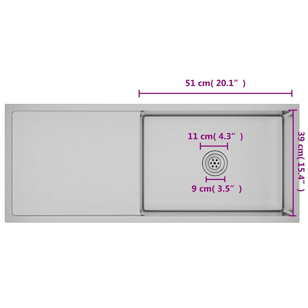 Lavello da Cucina Lavorato a Mano in Acciaio Inox - homemem39