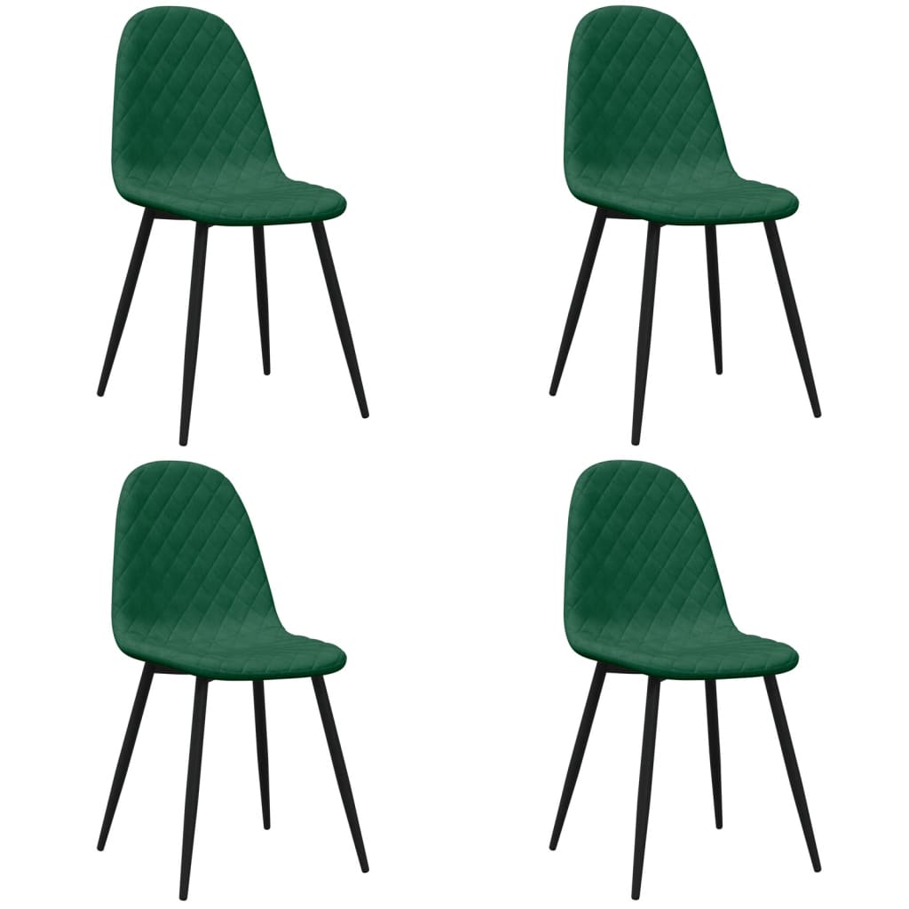 Sedie da Pranzo 4 pz Verde Scuro in Velluto