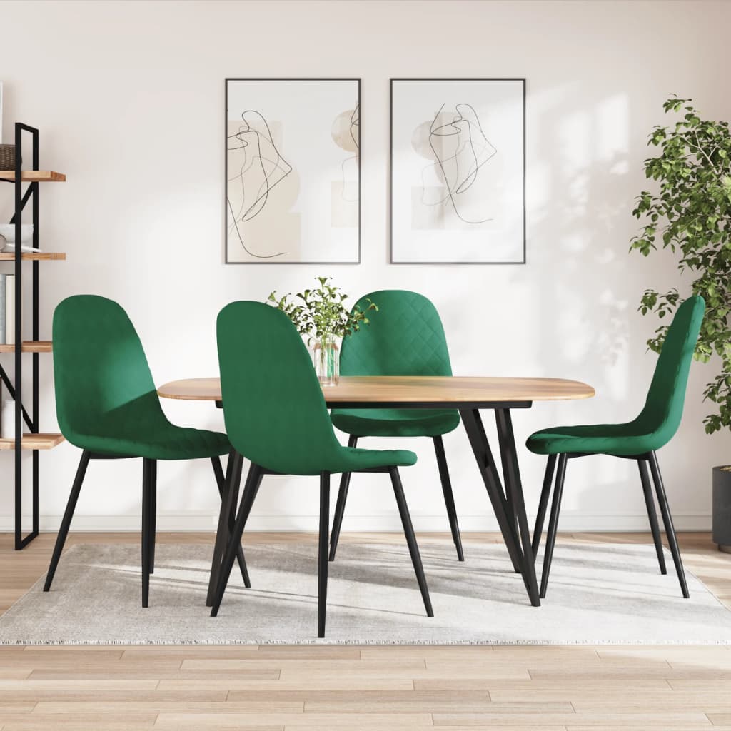 Sedie da Pranzo 4 pz Verde Scuro in Velluto | homemem39