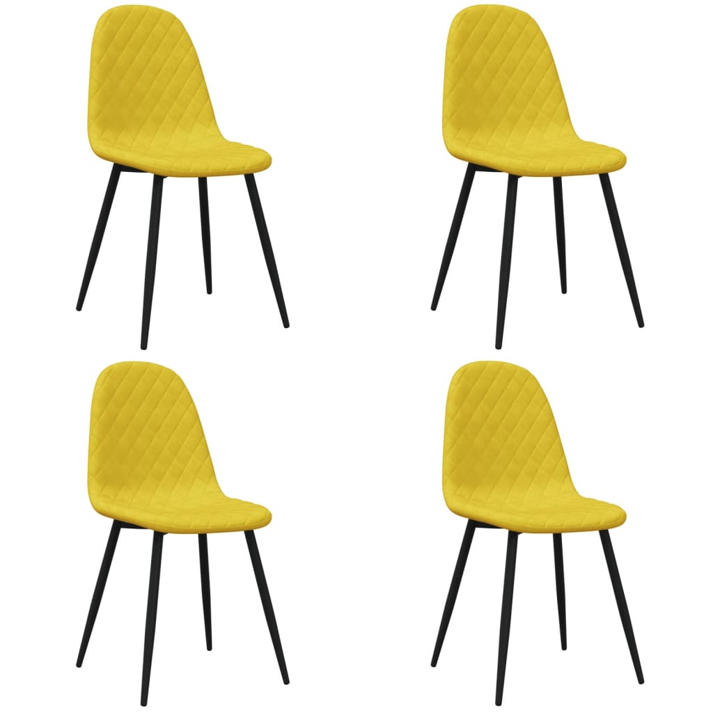 Sedie da Pranzo 4 pz Giallo Senape in Velluto | homemem39