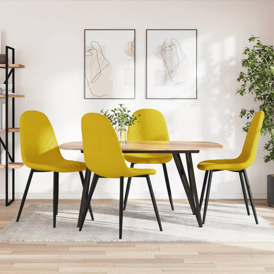Sedie da Pranzo 4 pz Giallo Senape in Velluto | homemem39