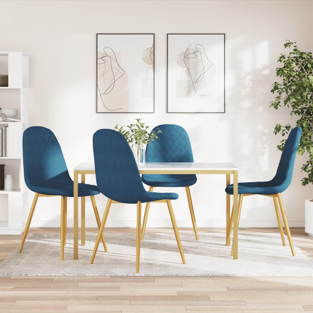 Sedie da Pranzo 4 pz Blu in Velluto | homemem39