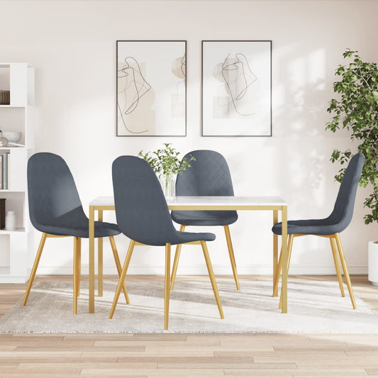Sedie da Pranzo 4 pz Grigio Scuro in Velluto - homemem39