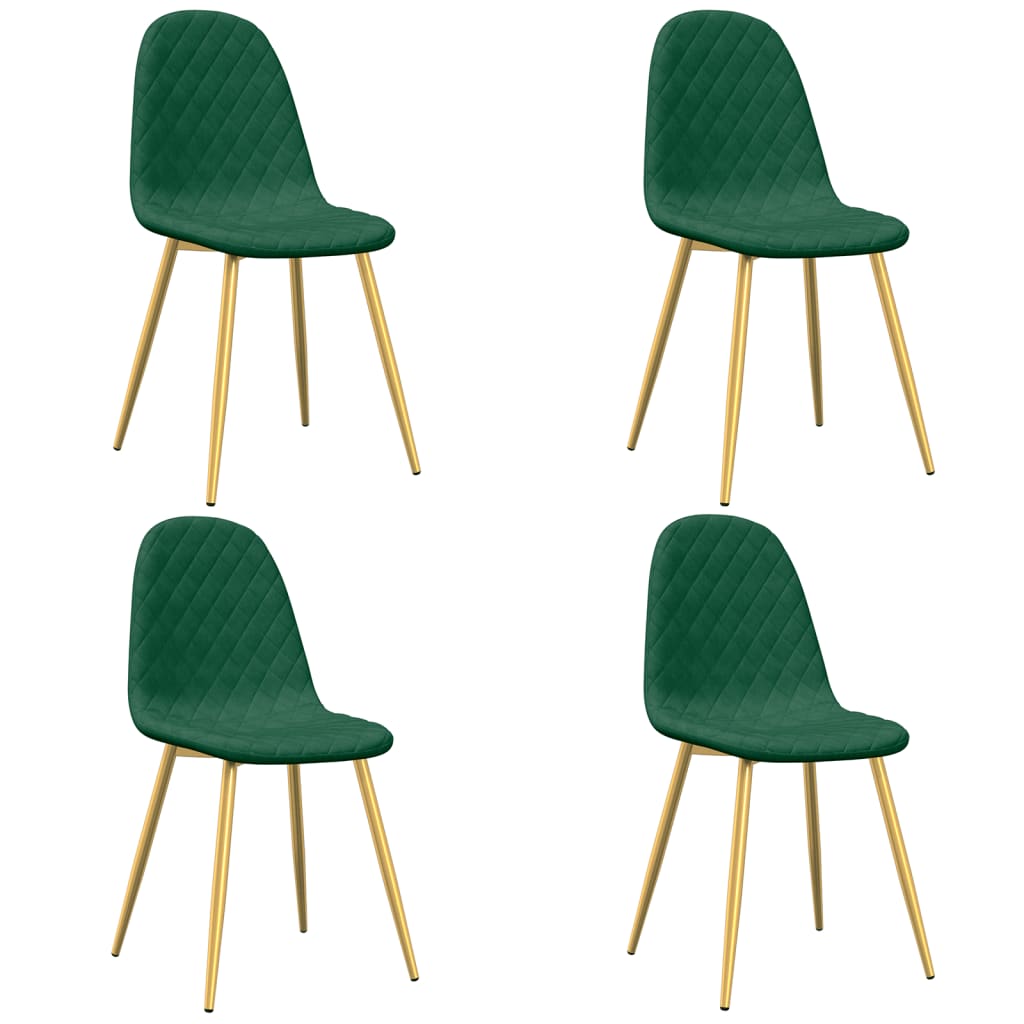 Sedie da Pranzo 4 pz Verde Scuro in Velluto | homemem39