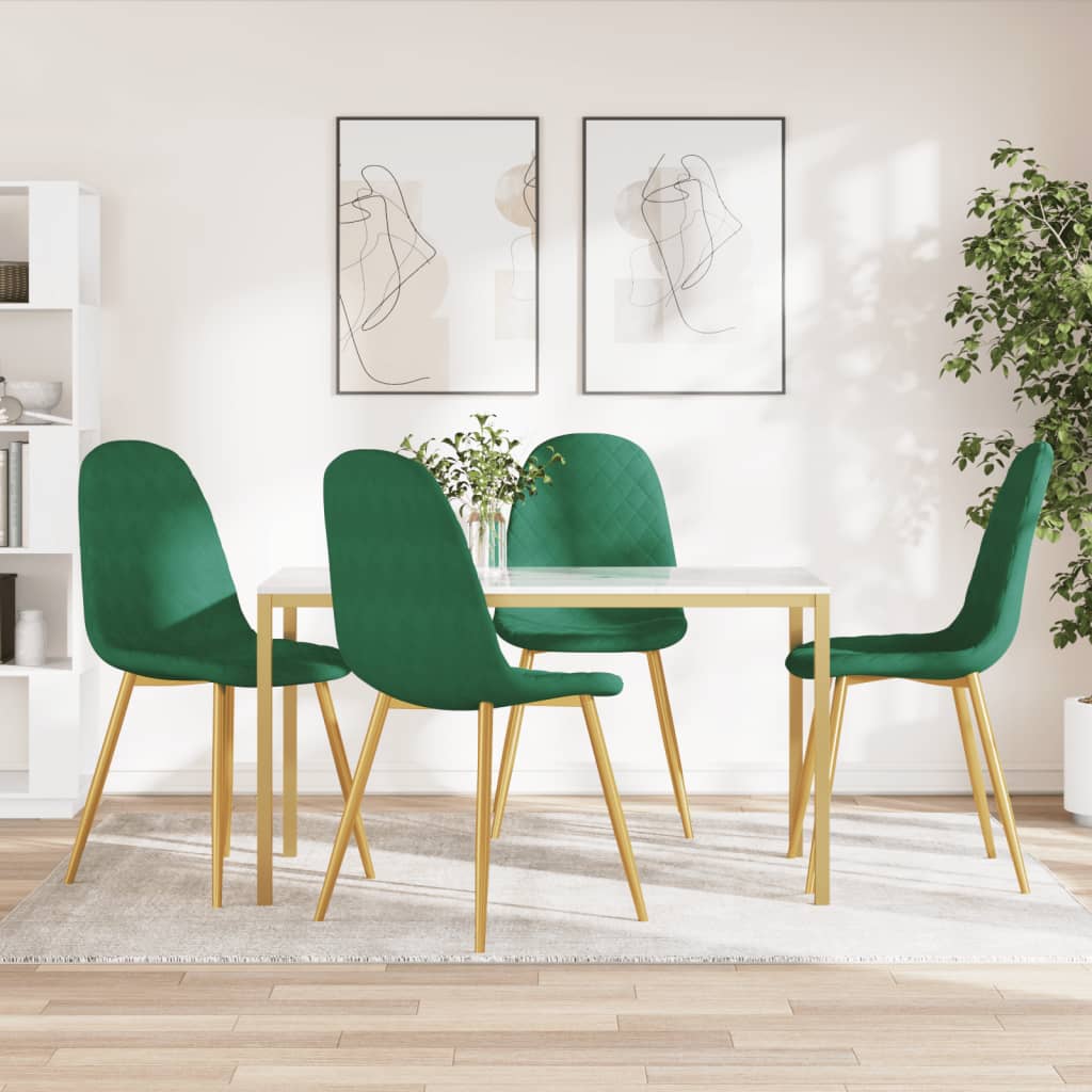 Sedie da Pranzo 4 pz Verde Scuro in Velluto | homemem39