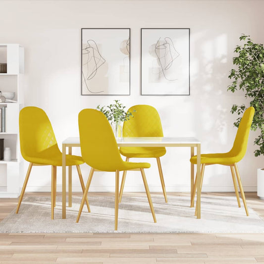 Sedie da Pranzo 4 pz Giallo Senape in Velluto | homemem39