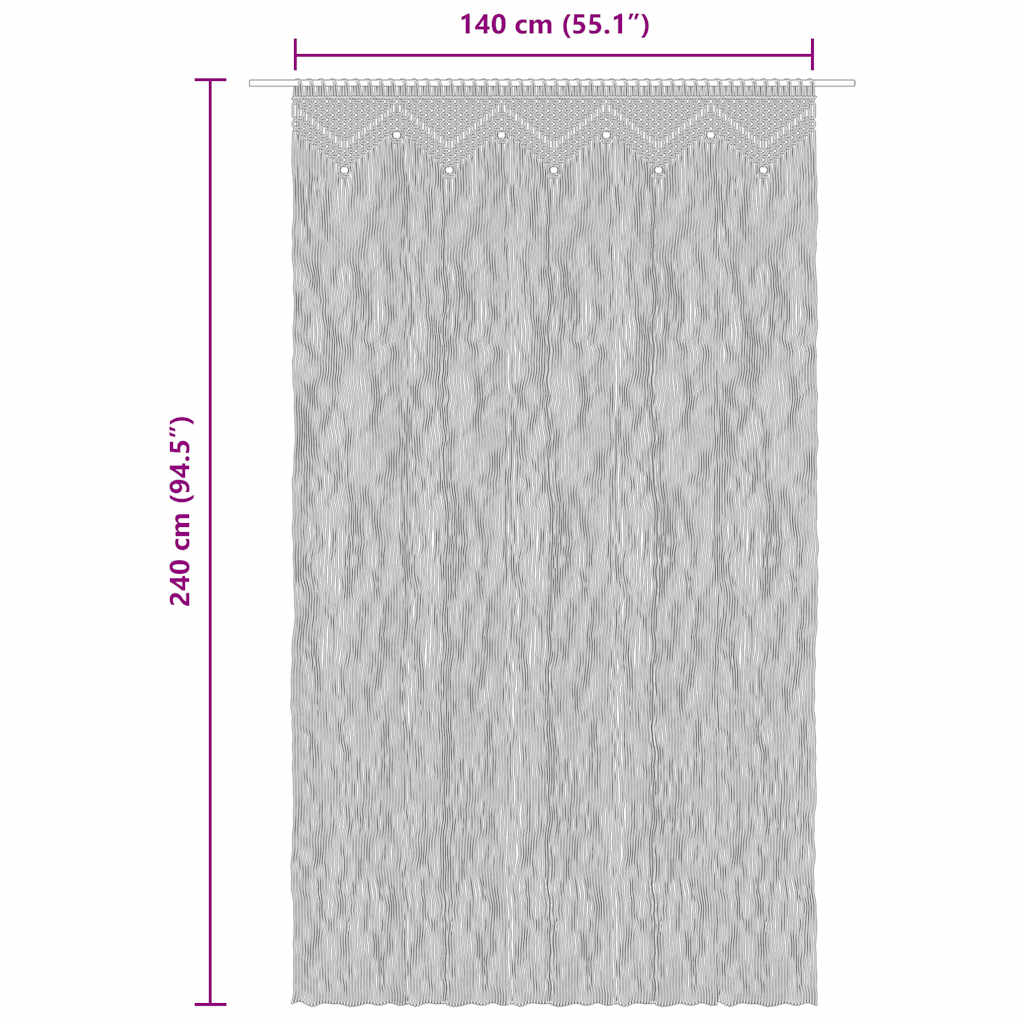 Tenda Macramè Grigio Talpa 140x240 cm in Cotone | homemem39