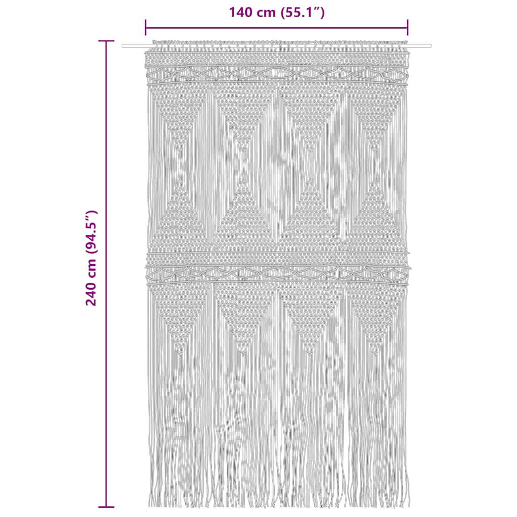 Tenda Macramè Grigio Talpa 140x240 cm in Cotone | homemem39
