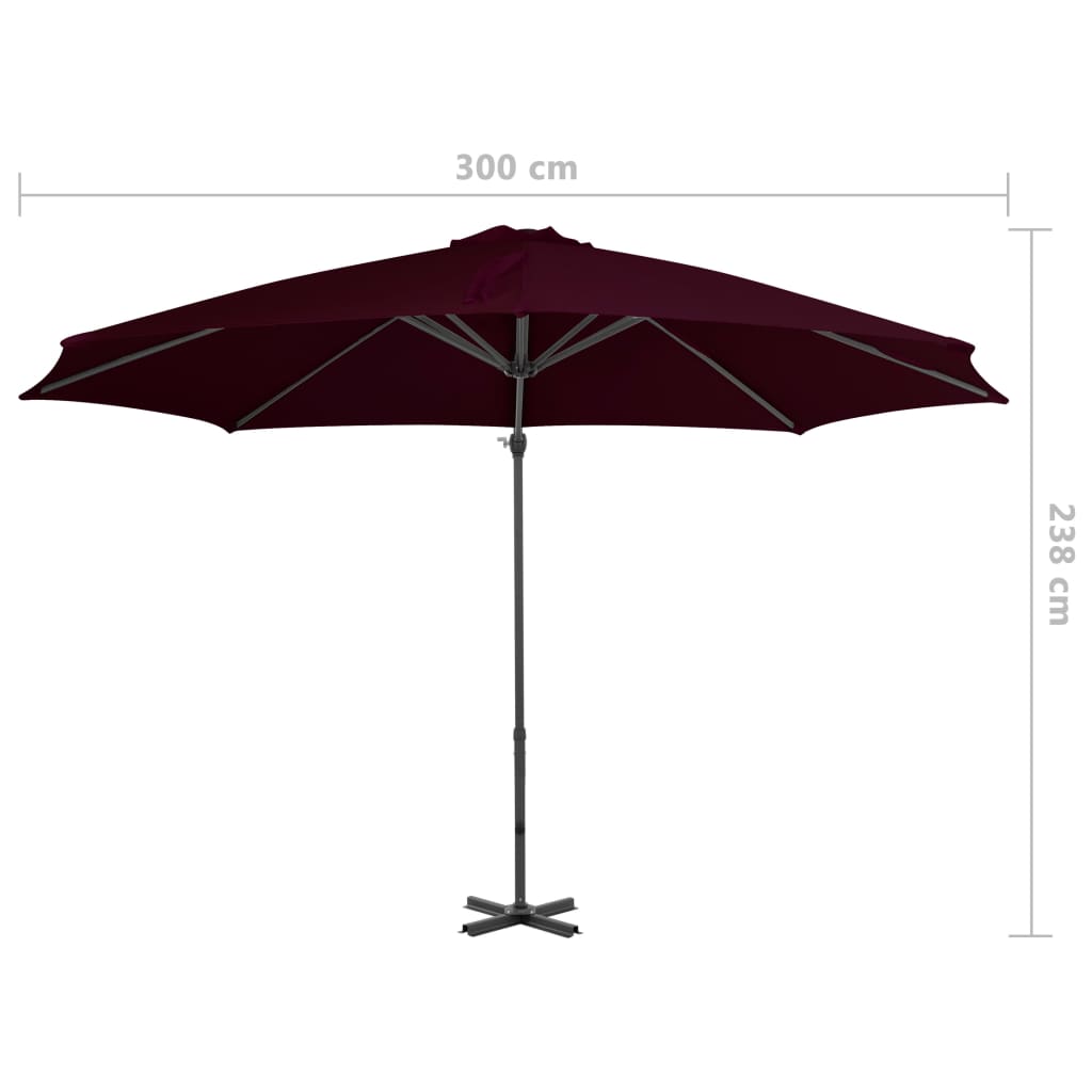 Ombrellone a Sbalzo con Palo in Alluminio 300 cm Rosso - homemem39
