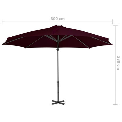 Ombrellone a Sbalzo con Palo in Alluminio 300 cm Rosso - homemem39