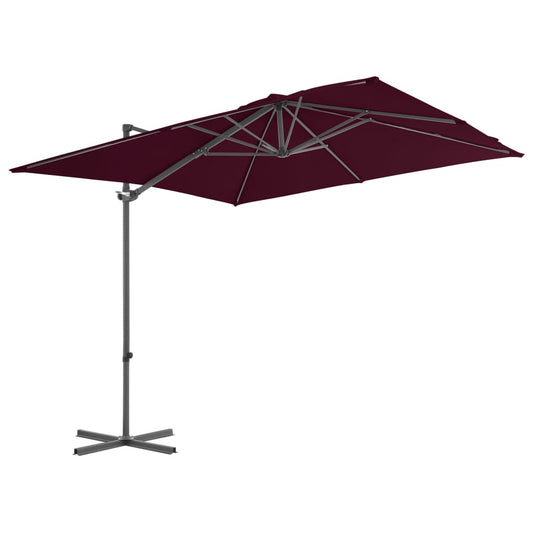 Ombrellone a Sbalzo con Palo in Acciaio 250x250 cm Bordeaux - homemem39