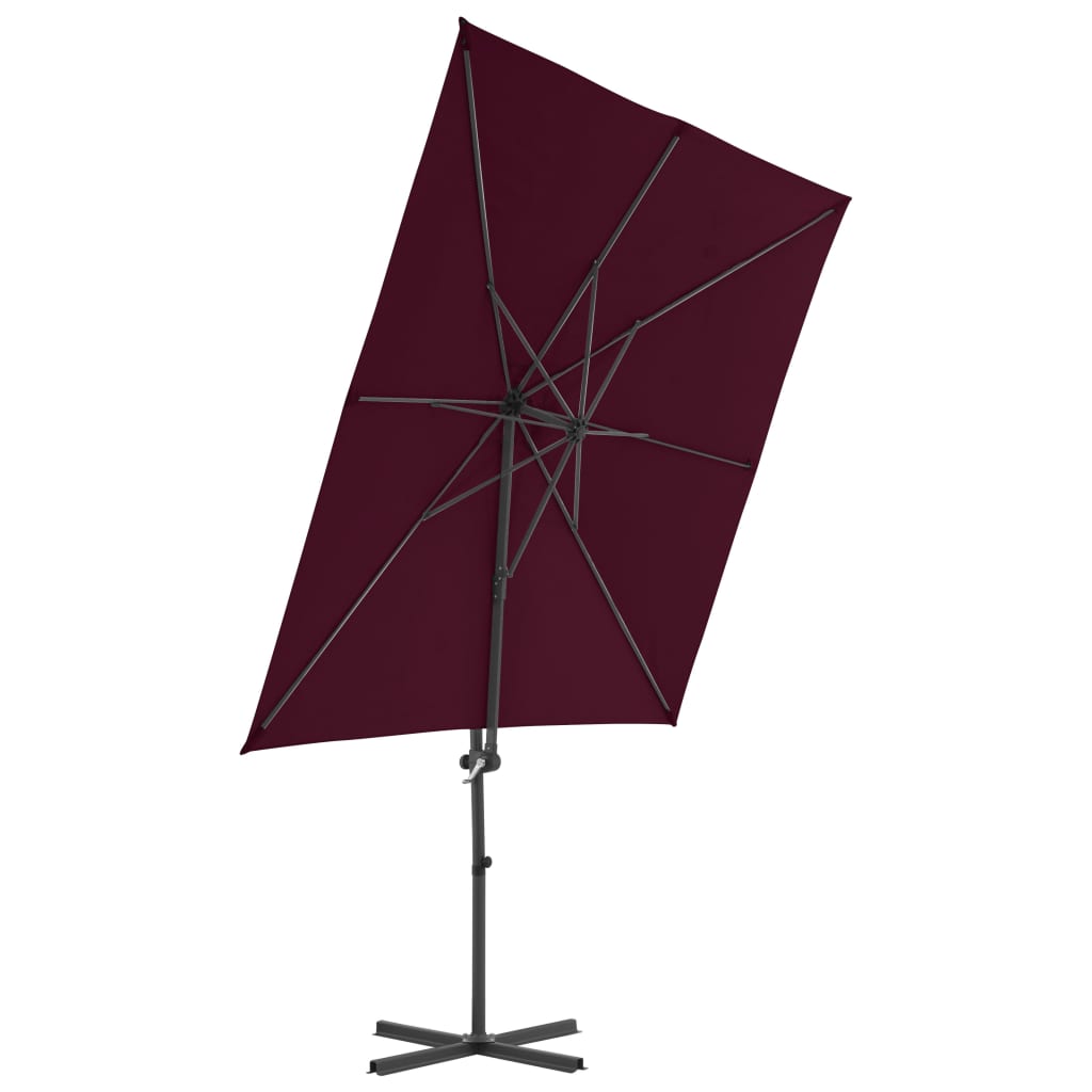 Ombrellone a Sbalzo con Palo in Acciaio 250x250 cm Bordeaux | homemem39