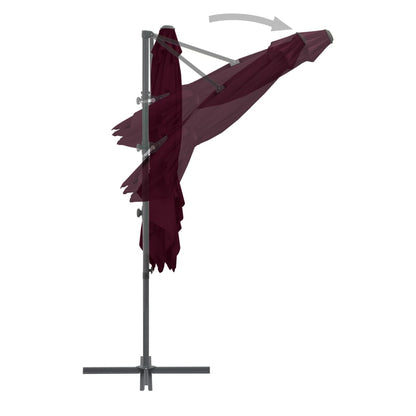 Ombrellone a Sbalzo con Palo in Acciaio 250x250 cm Bordeaux | homemem39