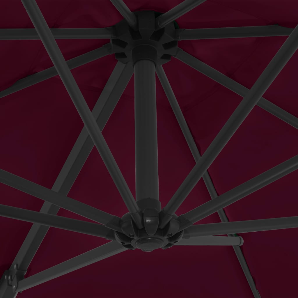 Ombrellone a Sbalzo con Palo in Acciaio 250x250 cm Bordeaux - homemem39