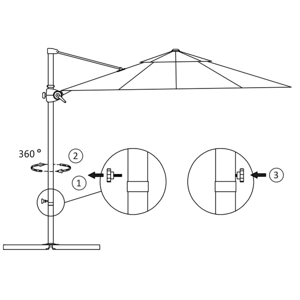 Ombrellone a Sbalzo con Palo in Acciaio 250x250 cm Bordeaux | homemem39