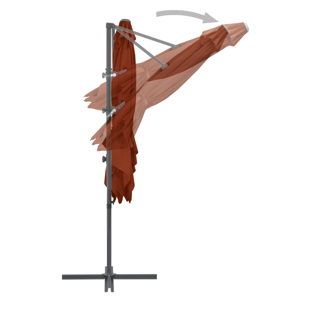 Ombrellone a Sbalzo con Palo in Acciaio 250x250 cm Terracotta - homemem39