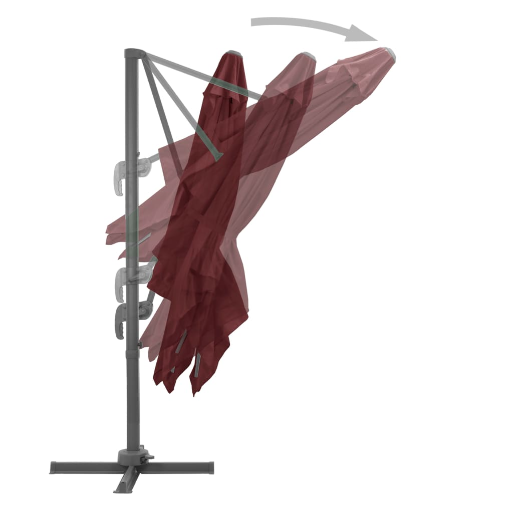 Ombrellone a Sbalzo con Palo in Alluminio 400x300 cm Bordeaux | homemem39