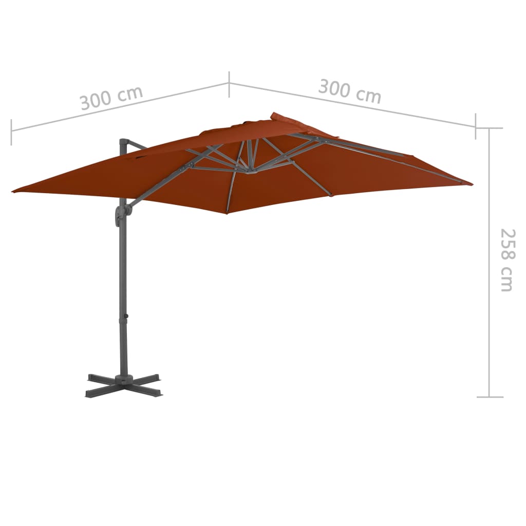 Ombrellone a Sbalzo con Palo in Alluminio 300x300 cm Terracotta | homemem39