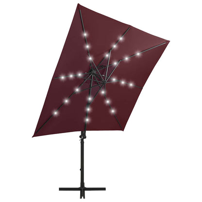 Ombrellone a Sbalzo con Palo e Luci a LED Bordeaux 250 cm | homemem39