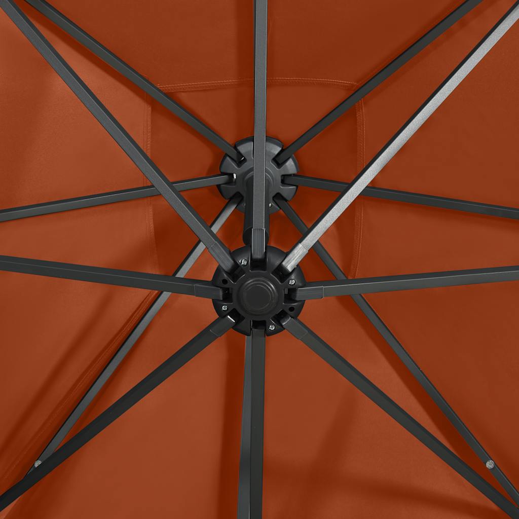 Ombrellone a Sbalzo con Palo e Luci a LED Terracotta 250 cm | homemem39