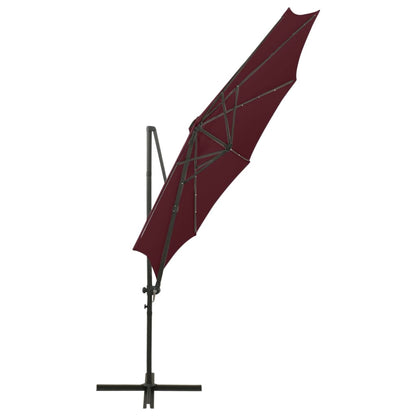 Ombrellone a Sbalzo con Palo e Luci a LED Bordeaux 300 cm | homemem39