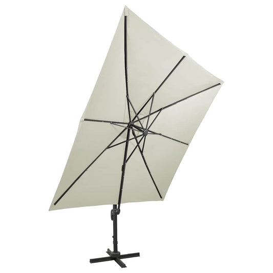 Ombrellone a Sbalzo con Palo e Luci a LED Sabbia 300 cm | homemem39