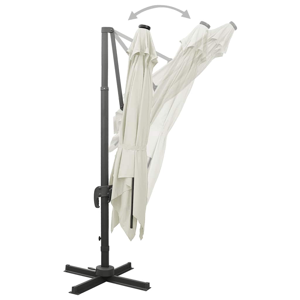 Ombrellone a Sbalzo con Palo e Luci a LED Sabbia 300 cm | homemem39