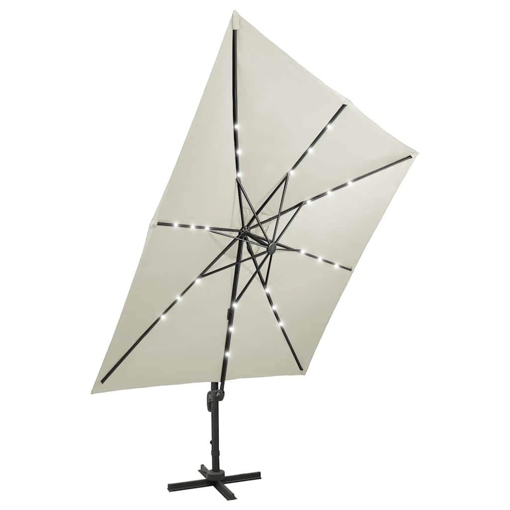 Ombrellone a Sbalzo con Palo e Luci a LED Sabbia 300 cm | homemem39