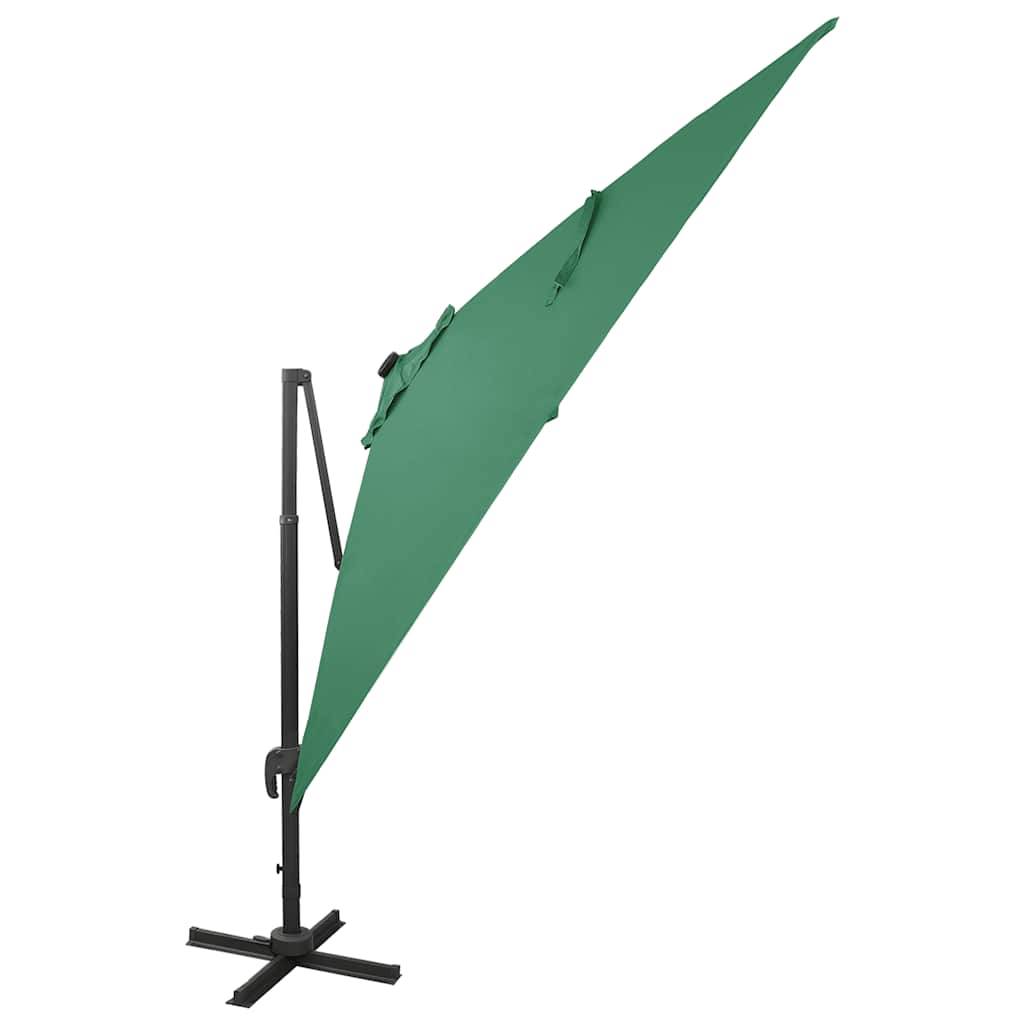 Ombrellone a Sbalzo con Palo e Luci a LED Verde 300 cm | homemem39