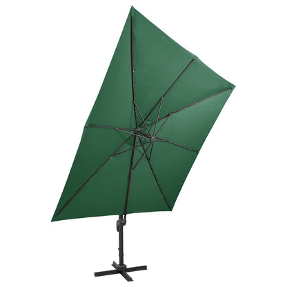 Ombrellone a Sbalzo con Palo e Luci a LED Verde 300 cm | homemem39