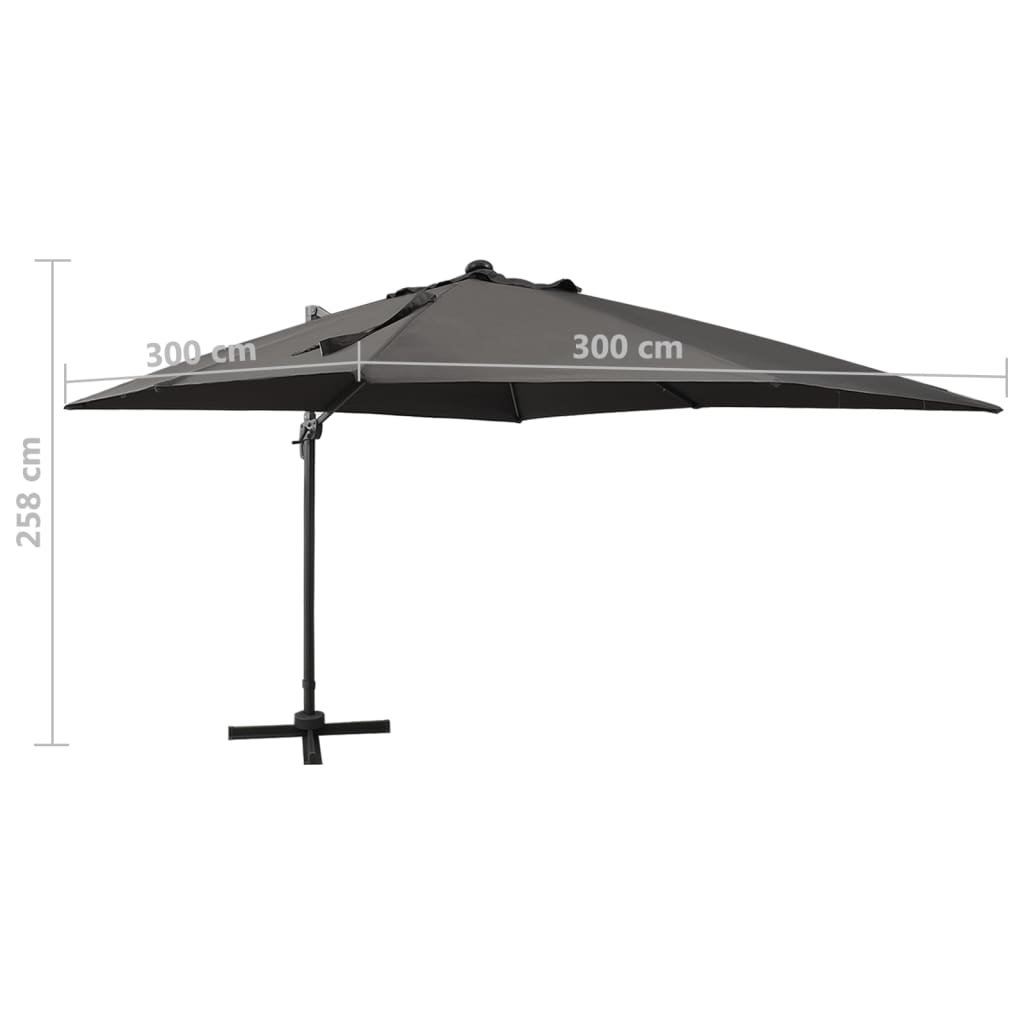 Ombrellone a Sbalzo con Palo e Luci a LED Antracite 300 cm | homemem39