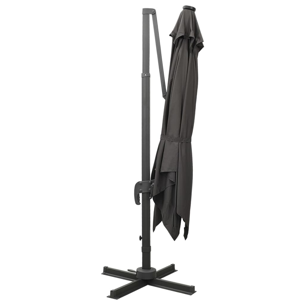 Ombrellone a Sbalzo con Palo e Luci a LED Antracite 300 cm | homemem39