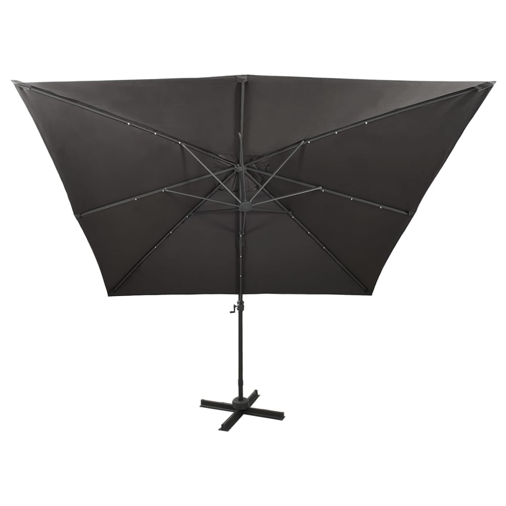 Ombrellone a Sbalzo con Palo e Luci a LED Antracite 300 cm | homemem39