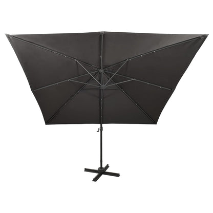 Ombrellone a Sbalzo con Palo e Luci a LED Antracite 300 cm | homemem39