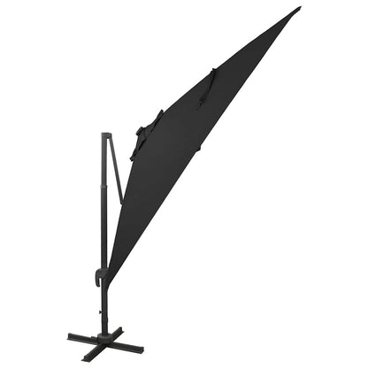 Ombrellone a Sbalzo con Palo e Luci a LED Nero 300 cm | homemem39