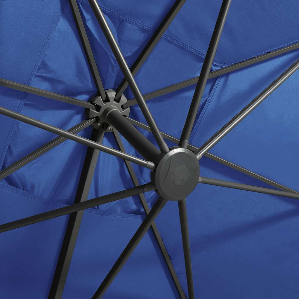 Ombrellone a Sbalzo con Palo e Luci a LED Azzurro 300 cm | homemem39